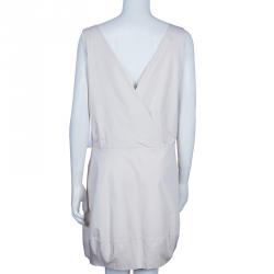Pre Owned Chloe Beige Wrap Front Sleeveless Dress M