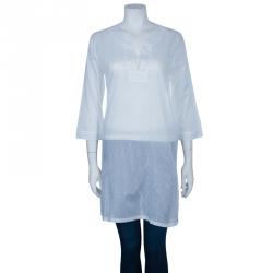 Chloe White Cotton Long Sleeve Tunic Top M