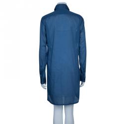 Pre Owned Chloe Blue Cotton Long Sleeve Shirt Dress L