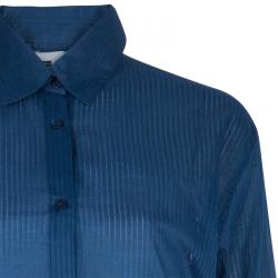 Pre Owned Chloe Blue Cotton Long Sleeve Shirt Dress L