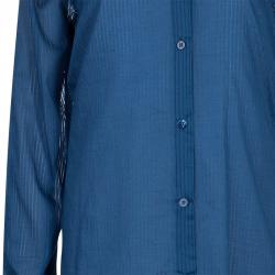 Pre Owned Chloe Blue Cotton Long Sleeve Shirt Dress L