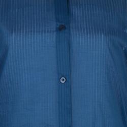 Pre Owned Chloe Blue Cotton Long Sleeve Shirt Dress L