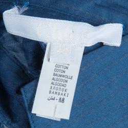 Pre Owned Chloe Blue Cotton Long Sleeve Shirt Dress L
