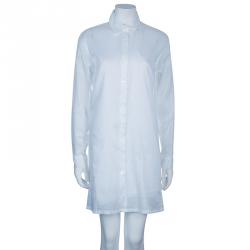Pre Owned Chloe White Cotton Long Sleeve Shirt Dress M