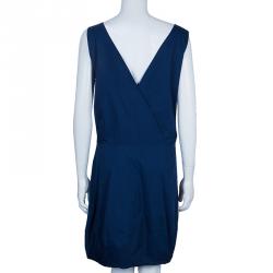 Chloe Blue Wrap Front Sleeveless Dress M