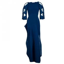 Chloe Blue Silk Plisse Maxi Dress S