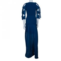 Chloe Blue Silk Plisse Maxi Dress S