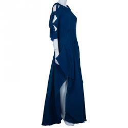Chloe Blue Silk Plisse Maxi Dress S