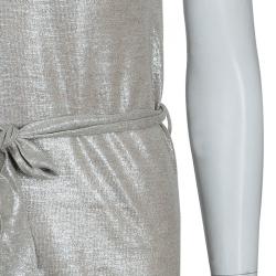 Pre Owned Chloe Metallic Double Layer Belted Tank Dress M