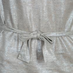 Pre Owned Chloe Metallic Double Layer Belted Tank Dress M