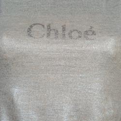 Pre Owned Chloe Metallic Double Layer Belted Tank Dress M