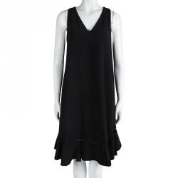 Chloe Black A-Line Ruffle Bottom Tie Detail Sleeveless Dress L