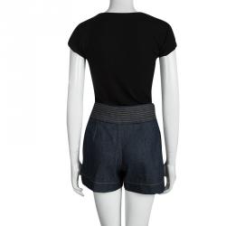 Pre Owned Chloe Indigo Raw Denim High Waist Shorts S