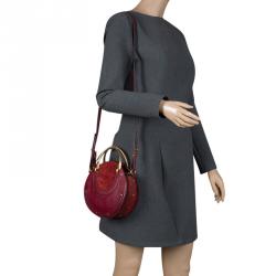 Pre Owned Chloe Burgundy Leather Small Pixie Round Top Handle Bag