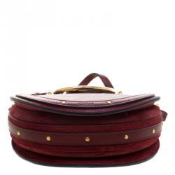Pre Owned Chloe Burgundy Leather Small Pixie Round Top Handle Bag