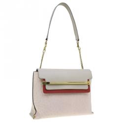 Pre Owned حقيبة كلوي كلير وردي ثلاثية اللون جلد نعام متوسطة