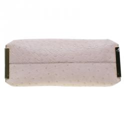 Pre Owned حقيبة كلوي كلير وردي ثلاثية اللون جلد نعام متوسطة