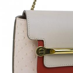 Pre Owned حقيبة كلوي كلير وردي ثلاثية اللون جلد نعام متوسطة