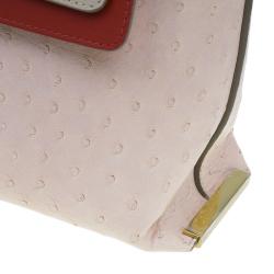 Pre Owned حقيبة كلوي كلير وردي ثلاثية اللون جلد نعام متوسطة