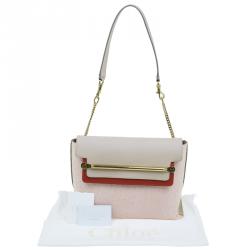 Pre Owned حقيبة كلوي كلير وردي ثلاثية اللون جلد نعام متوسطة