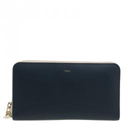 Pre Owned Chloe Beige Python Zip Around Wallet