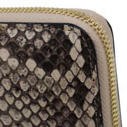 Pre Owned Chloe Beige Python Zip Around Wallet