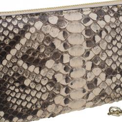 Pre Owned Chloe Beige Python Zip Around Wallet