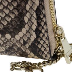 Pre Owned Chloe Beige Python Zip Around Wallet