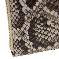 Pre Owned Chloe Beige Python Zip Around Wallet