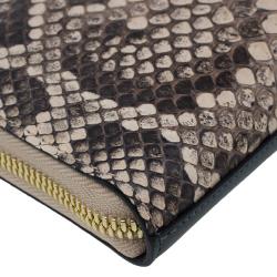 Pre Owned Chloe Beige Python Zip Around Wallet