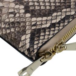Pre Owned Chloe Beige Python Zip Around Wallet
