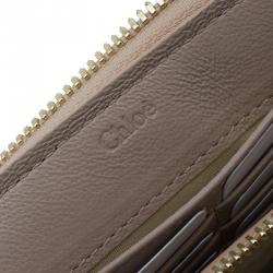 Pre Owned Chloe Beige Python Zip Around Wallet