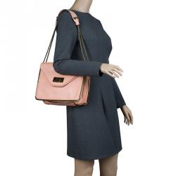 Pre Owned Chloe Beige Pebbled Leather Medium Sally Flap Shoulder Bag