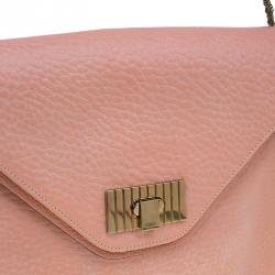 Pre Owned Chloe Beige Pebbled Leather Medium Sally Flap Shoulder Bag