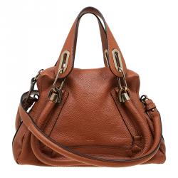 Pre Owned Chloe Brown Leather Small Paraty Shoulder Bag