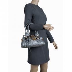 Pre Owned Chloe Silver Leather Mini Paddington Satchel