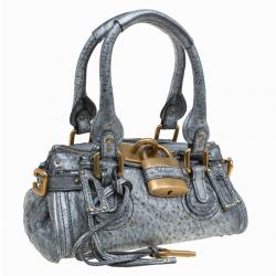 Pre Owned Chloe Silver Leather Mini Paddington Satchel