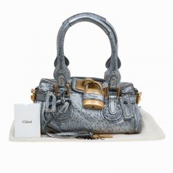 Pre Owned Chloe Silver Leather Mini Paddington Satchel