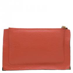 Pre Owned Chloe Orange Leather Ghost Clutch