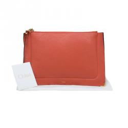 Pre Owned Chloe Orange Leather Ghost Clutch