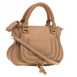 Pre Owned Chloe Tan Leather Small Marcie Shoulder Bag