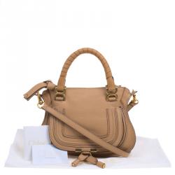 Pre Owned Chloe Tan Leather Small Marcie Shoulder Bag
