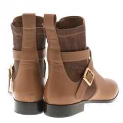 Pre Owned Chloe Brown Leather Flat Ankle Boots Size 39