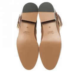 Pre Owned Chloe Brown Leather Flat Ankle Boots Size 39