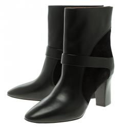 Pre Owned Chloe Black Leather and Suede Ankle Boots Size 39