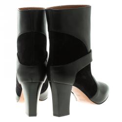 Pre Owned Chloe Black Leather and Suede Ankle Boots Size 39