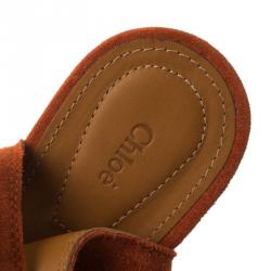 Pre Owned Chloe Orange Suede Gladiator Wedge Sandals Size 35