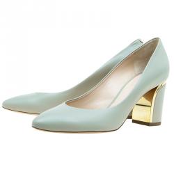 Pre Owned حذاء كعب عالي كلوي بيكي جلد رصاصي مقاس 37.5