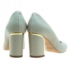 Pre Owned حذاء كعب عالي كلوي بيكي جلد رصاصي مقاس 37.5