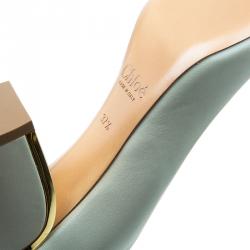 Pre Owned حذاء كعب عالي كلوي بيكي جلد رصاصي مقاس 37.5